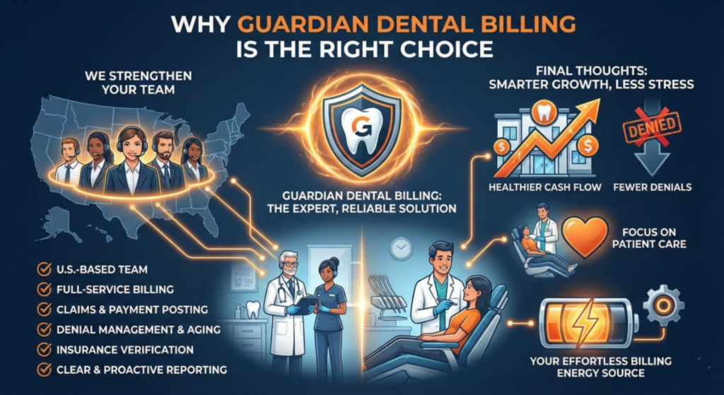 Dental practice partnering with Guardian Dental Billing for professional billing support