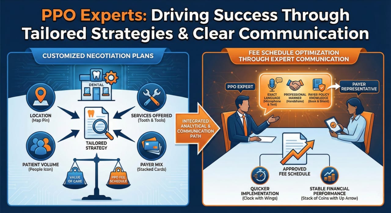 PPO Experts: 5 Core Skills That Ensure PPO Negotiation Success 3 Expert communication optimizing PPO fee schedules for higher dental reimbursements
